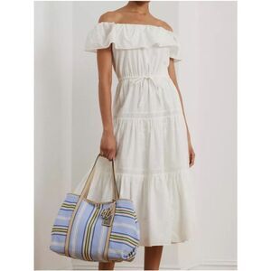 NWT Lauren Ralph Lauren Cotton Off-the-Shoulder Tiered Dress $295